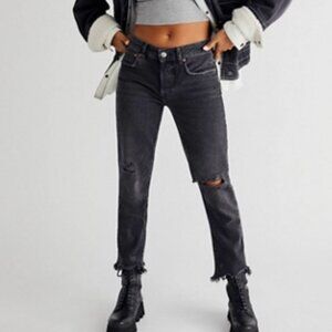 Free People Good Time Relaxed Skinny Jean Carbon Black (27)